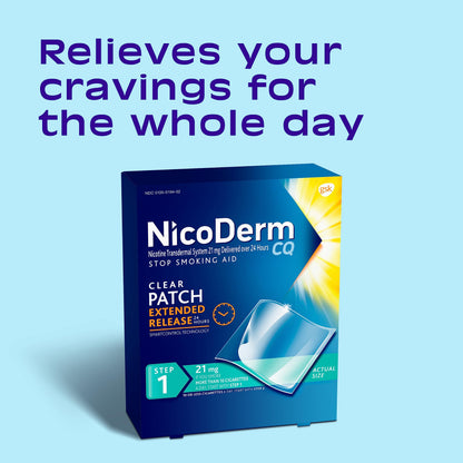 NicoDerm CQ Step 1 Nicotine Patches to Quit Smoking, 21 mg, Stop Smoking