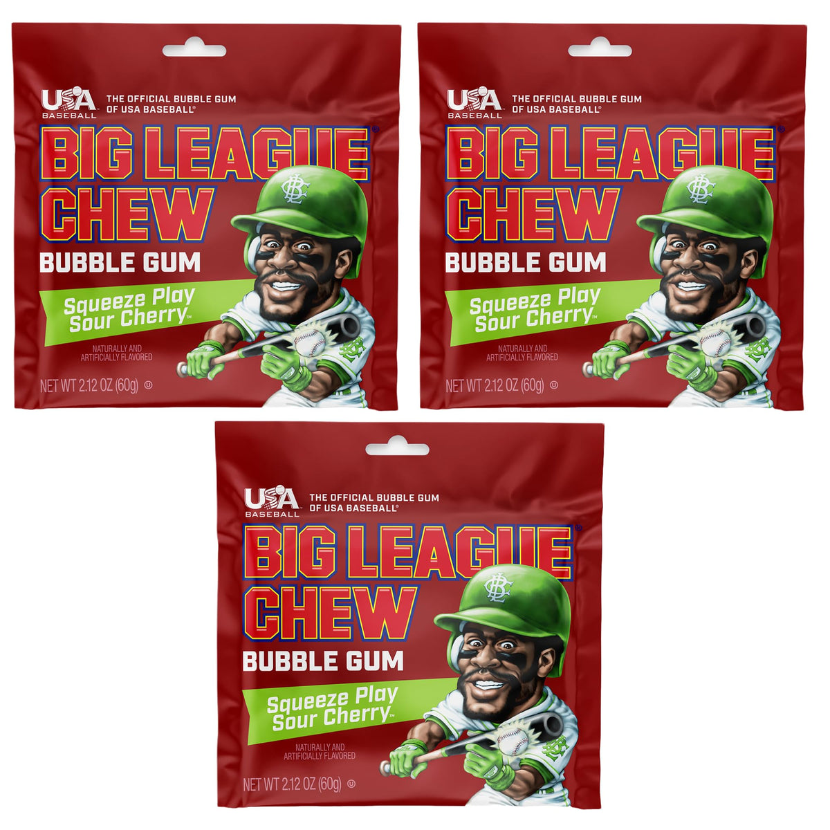 Big League Chew Original - Chewing Bubble Gum Pack of 3, 2.12 oz