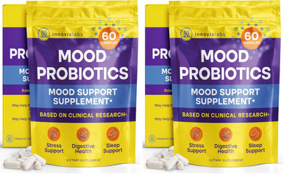 InnovixLabs Mood Probiotic for Women & Men, Clinically Studied Digestive & Mood Support Supplement, Lactobacillus helveticus Rosell-52ND & Bifidobacterium longum Rosell-175, 60 Capsules