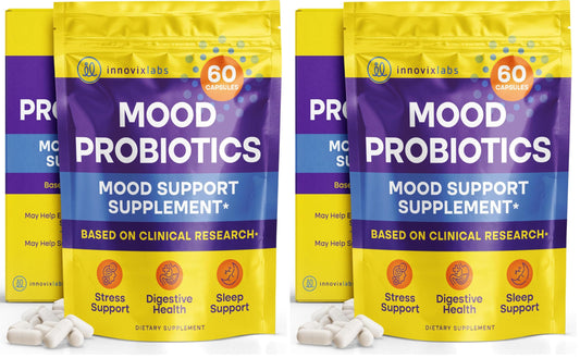 InnovixLabs Mood Probiotic for Women & Men, Clinically Studied Digestive & Mood Support Supplement, Lactobacillus helveticus Rosell-52ND & Bifidobacterium longum Rosell-175, 60 Capsules