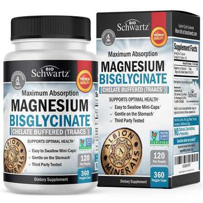 Magnesium Bisglycinate Chelated Supplement -180 Capsules