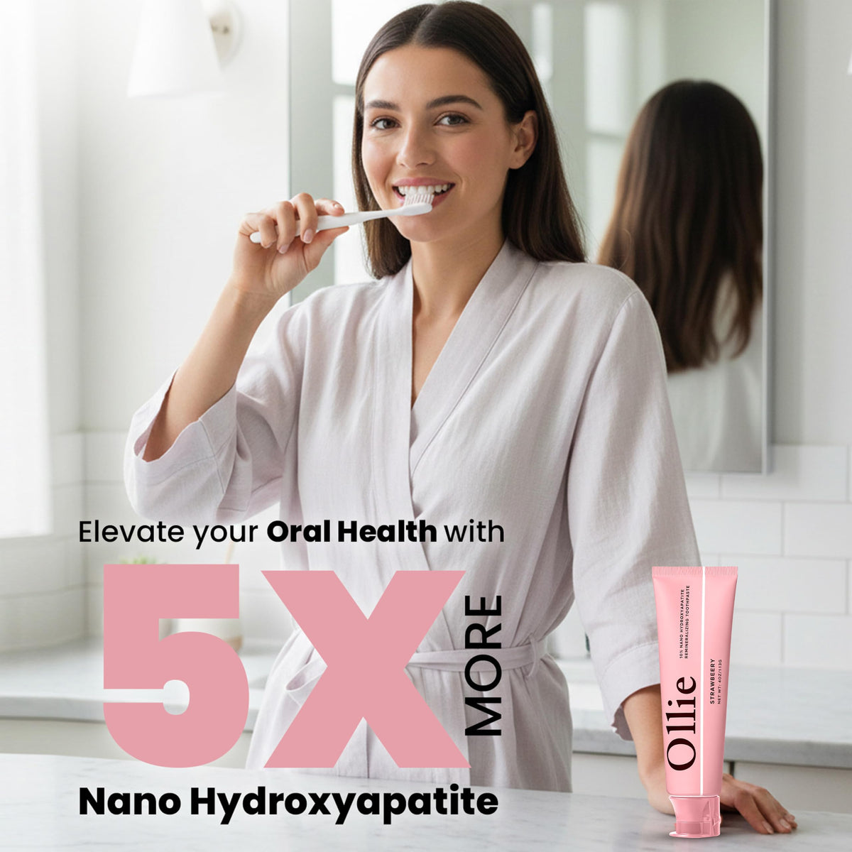 Ollie Fluoride Free 10% Nano Hydroxyapatite Toothpaste, Clean Mint, 1 Pack