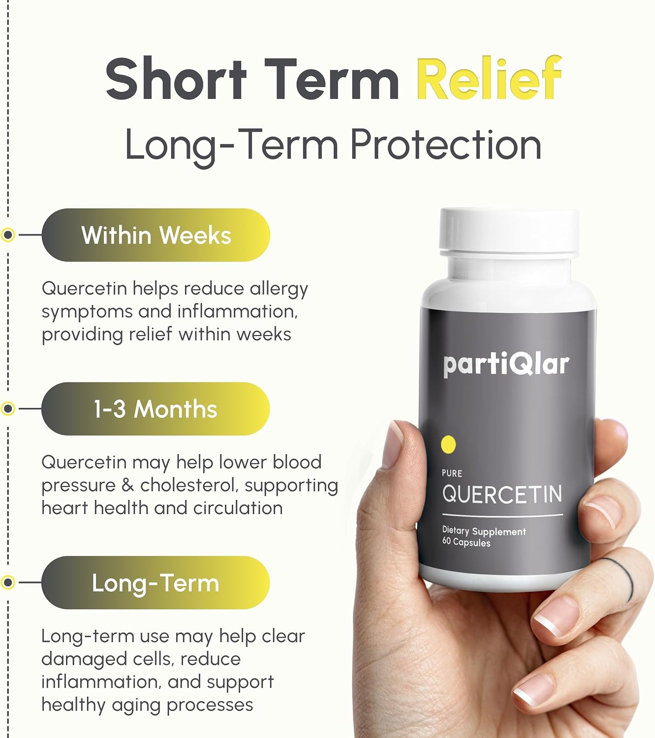 partiQlar Quercetin 500mg Supplement - Immune & Sinus Support, 60 Caps