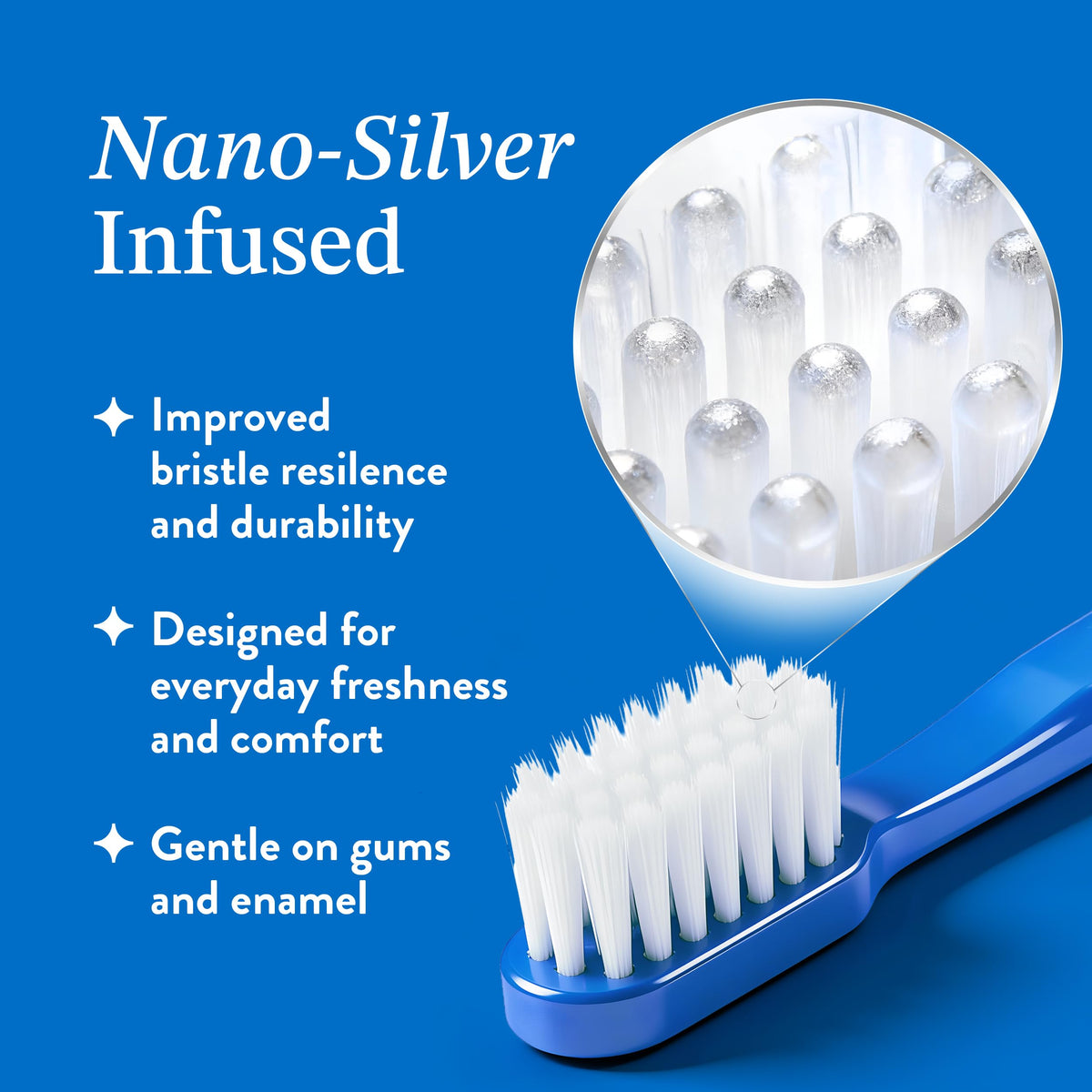 Mouthology Nano Silver Ultra Soft Toothbrush Adults - Manual Extra Tooth Brush Sensitive Gums Teeth - White Handle Bristles