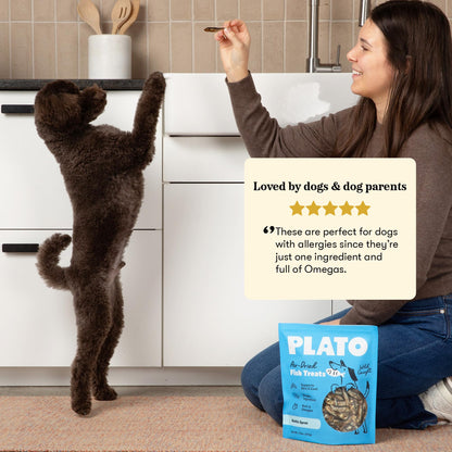 Plato Pet Treats Fish Dog Treats - Air-Dried, Single Ingredient Pet Treat - Omega 3 & 6 Fatty Acids to Support Skin and Coat - 100% Whole Fish - Wild Caught Baltic Sprat - 3 oz - 2 Pack