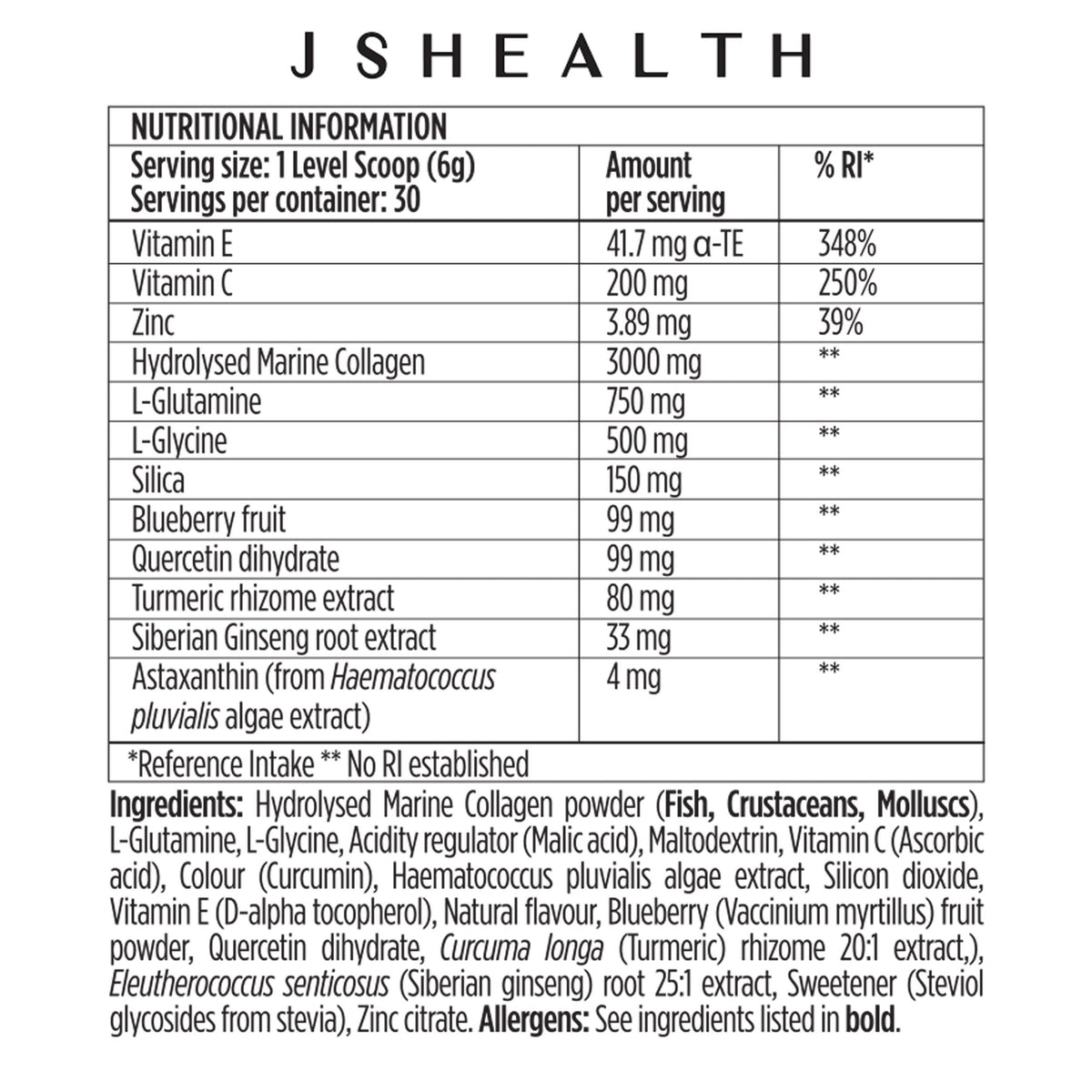 JSHealth Vitamins Vitality X + Collagen - Beauty Powder Supplement with Vitamins C & E