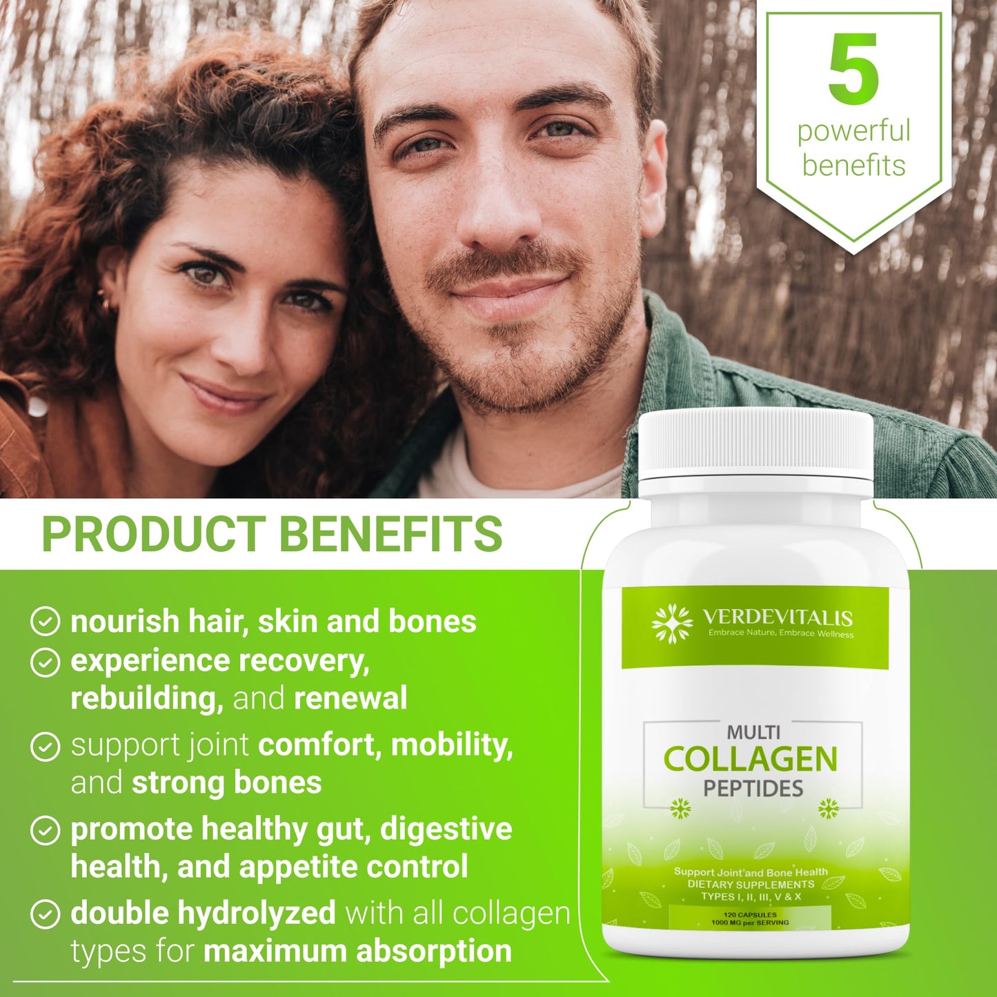 Fish Collagen Peptides Capsules – 100 Capsules | Fish Collagen Peptides | Supports Hair, Skin, Nails, Joints & Bones | Gluten-Free, Non-GMO | Made in USA