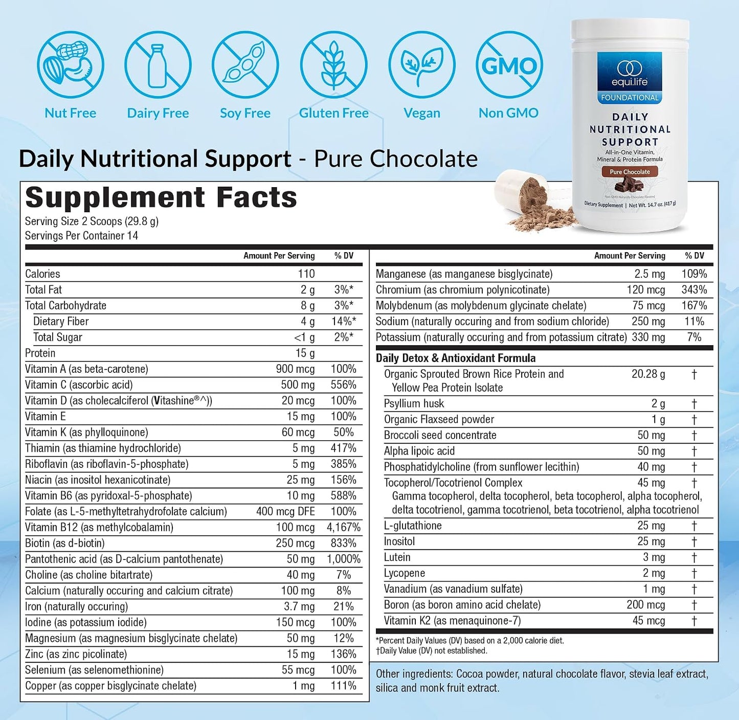 Equilife Chocolate Daily Nutritional Support & Unflavored Superfoods Bundle