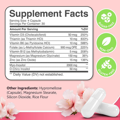 Myo-Inositol & D-Chiro Inositol Supplement for Women 120ct Ideal 40:1 Ratio