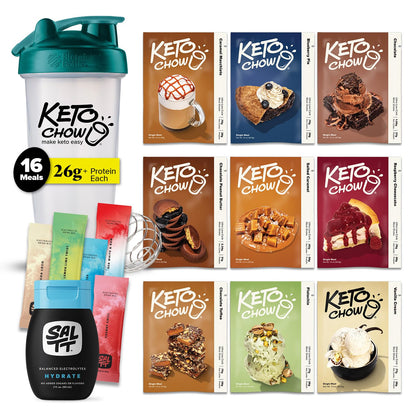 Keto Chow Essentials Kit Meal Replacement Shake Powders, 6 Flavors