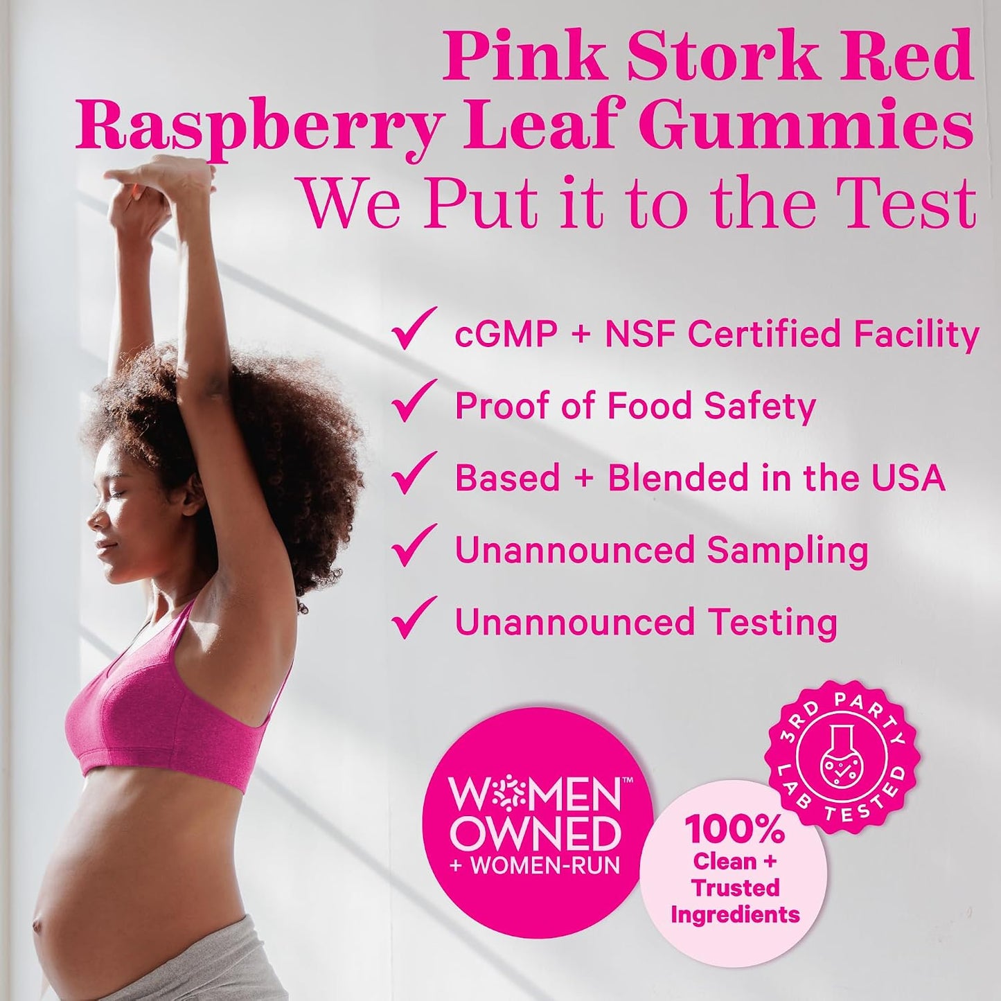 Pink Stork Red Raspberry Leaf Gummies for Labor Prep, 60 Count | Evening Primrose Oil + Black Cohosh, Pregnancy + Postpartum Mood Essentials, Vegan, Non-GMO