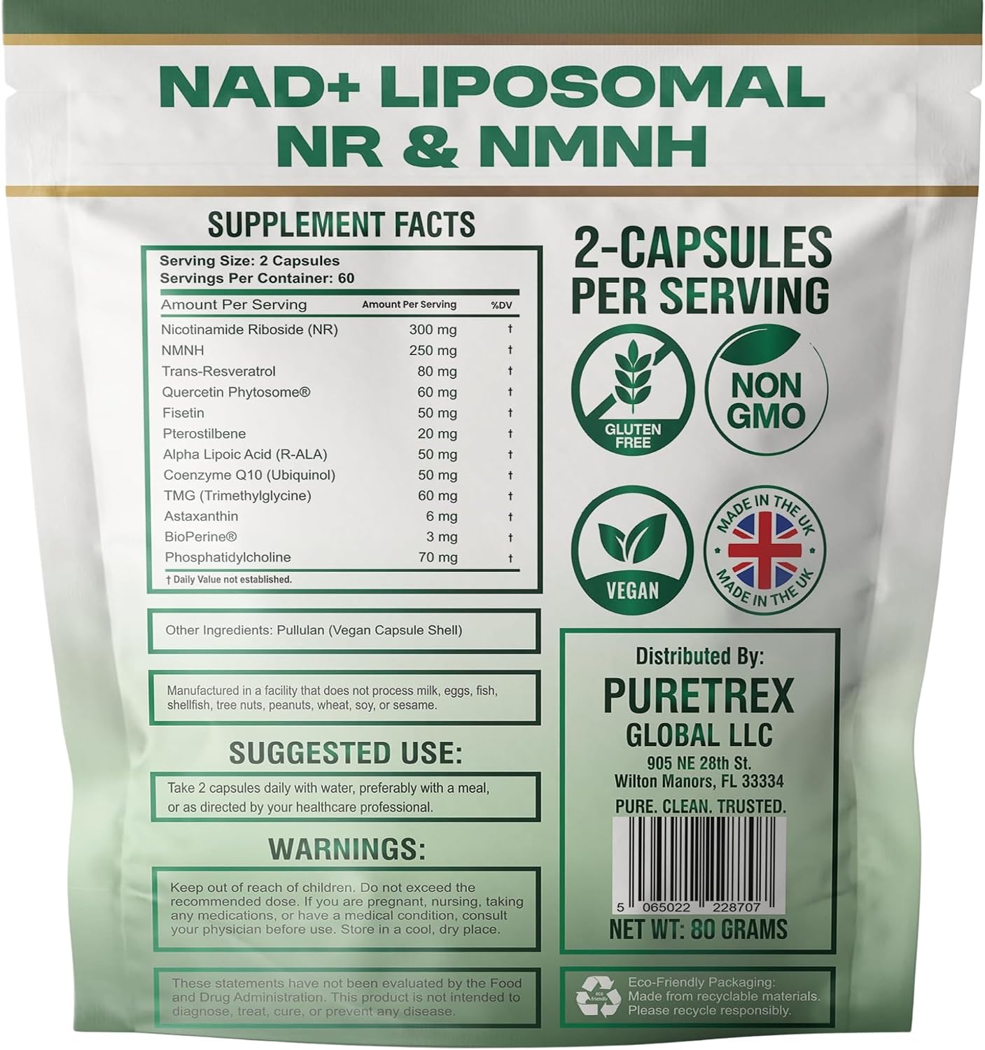 Liposomal NAD+ Supplement 1000mg NR & NMNH with Trans-Resveratrol, Quercetin Phytosome, CoQ10 Ubiquinol, Fisetin, Pterostilbene, R-ALA, TMG, BioPerine, Astaxanthin, 120 Vegan Capsules
