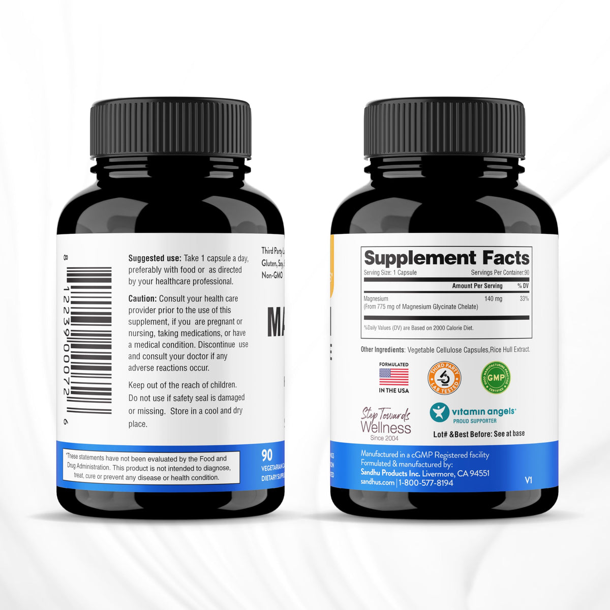 Sandhu's Superior Absorption Magnesium Glycinate 775mg|140mg Elemental Magnesium