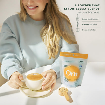 Om Master Blend Mushroom Powder – Organic Mushroom Supplement with 10 Mushrooms and Ashwagandha - Support Immunity, Gut Health & Stress Relief, 3.17 oz (40 Servings)