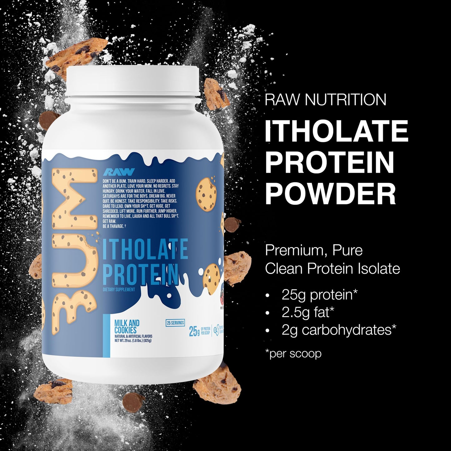 RAW Whey Isolate Protein Powder, Vanilla Oatmeal Cookie (CBUM Itholate Protein) - 100% Grass-Fed Sports Nutrition for Muscle Growth & Recovery - Low-Fat, Low Carb, Naturally Flavored - 25 Servings