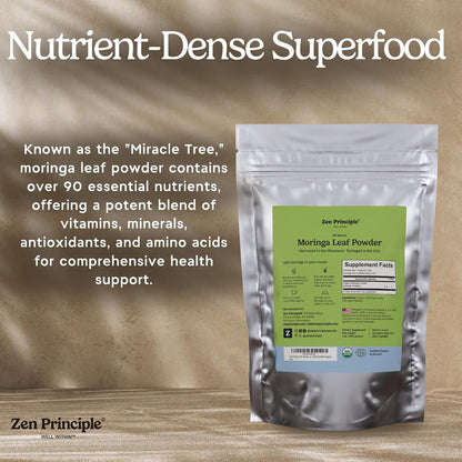 1 lb. Premium Organic Moringa Oleifera Leaf Powder. USDA Certified Organic.