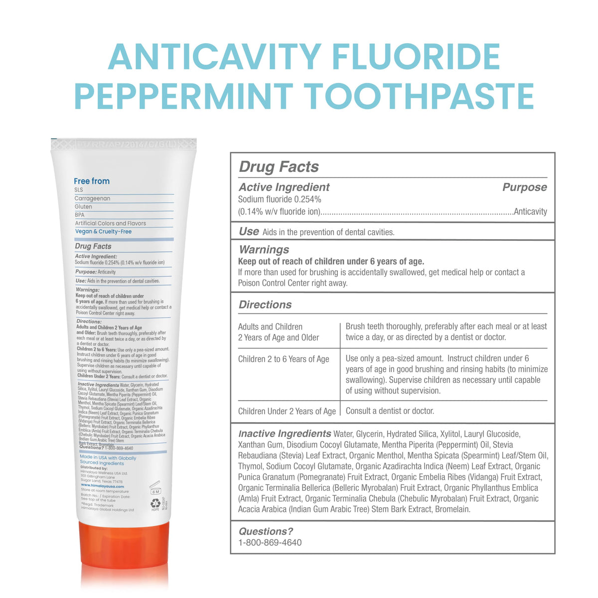 Himalaya Botanique Anticavity Fluoride Toothpaste, Fluoride with Multi-Benefit Support, Fights Cavities, Strengthens Enamel, Promotes Remineralization, Mint Flavor, 4 oz.