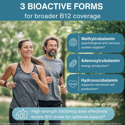 Igennus Sublingual Vitamin B12 Complex 1000mcg, Methylated Methylcobalamin, Adenosylcobalamin & Hydroxocobalamin, High Absorption & Clean, 180 Servings, Sugar-Free & Vegan