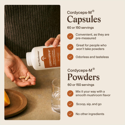 Real Mushrooms Supplement Capsules - Cordyceps Mushroom Powder Rich in Beta Glucans - Mushroom Pills Cordyceps for Energy and Performance - Vegan, Non-GMO, No Grain Fillers, 120 ct