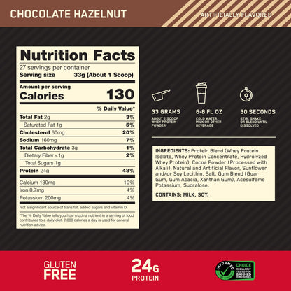 Optimum Nutrition Gold Standard Whey Protein, Double Rich Chocolate, 2 LB