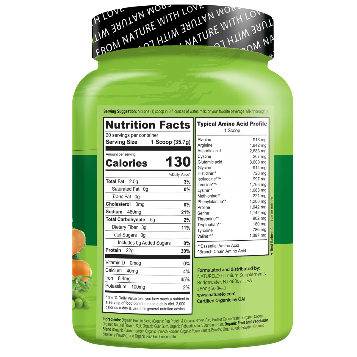 NATURELO Vegan Plant Protein Powder - Vanilla and Chocolate Bundle - 40 Servings