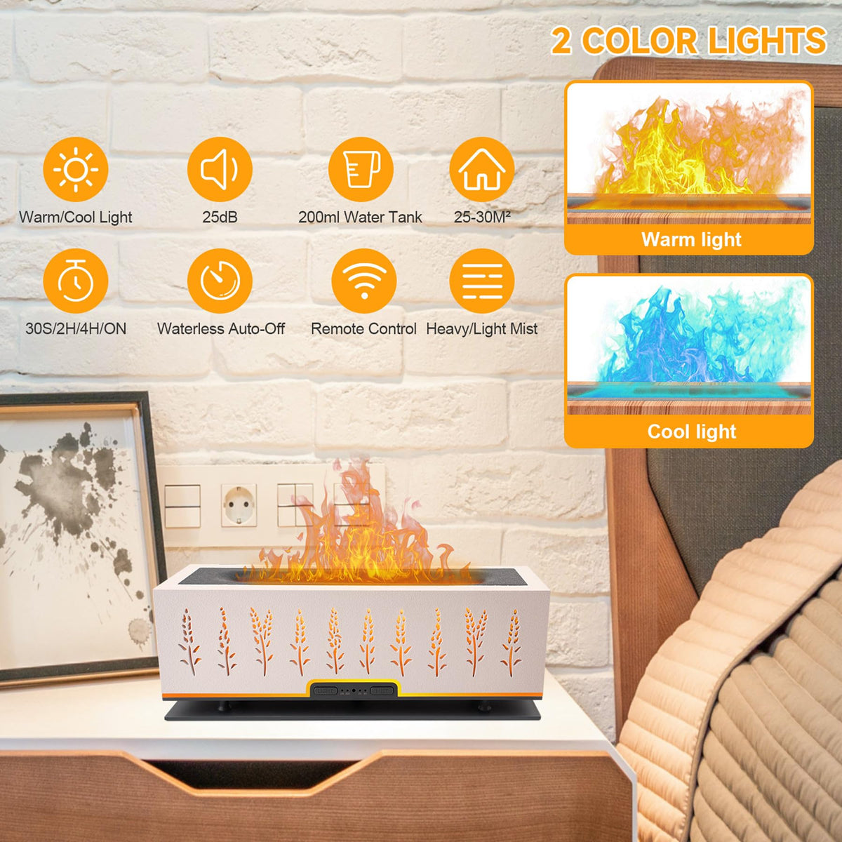 WENPHONE Flame Air Aroma Diffuser Humidifier, Essential Oil Diffuser, 200ml Aromatherapy Diffuser