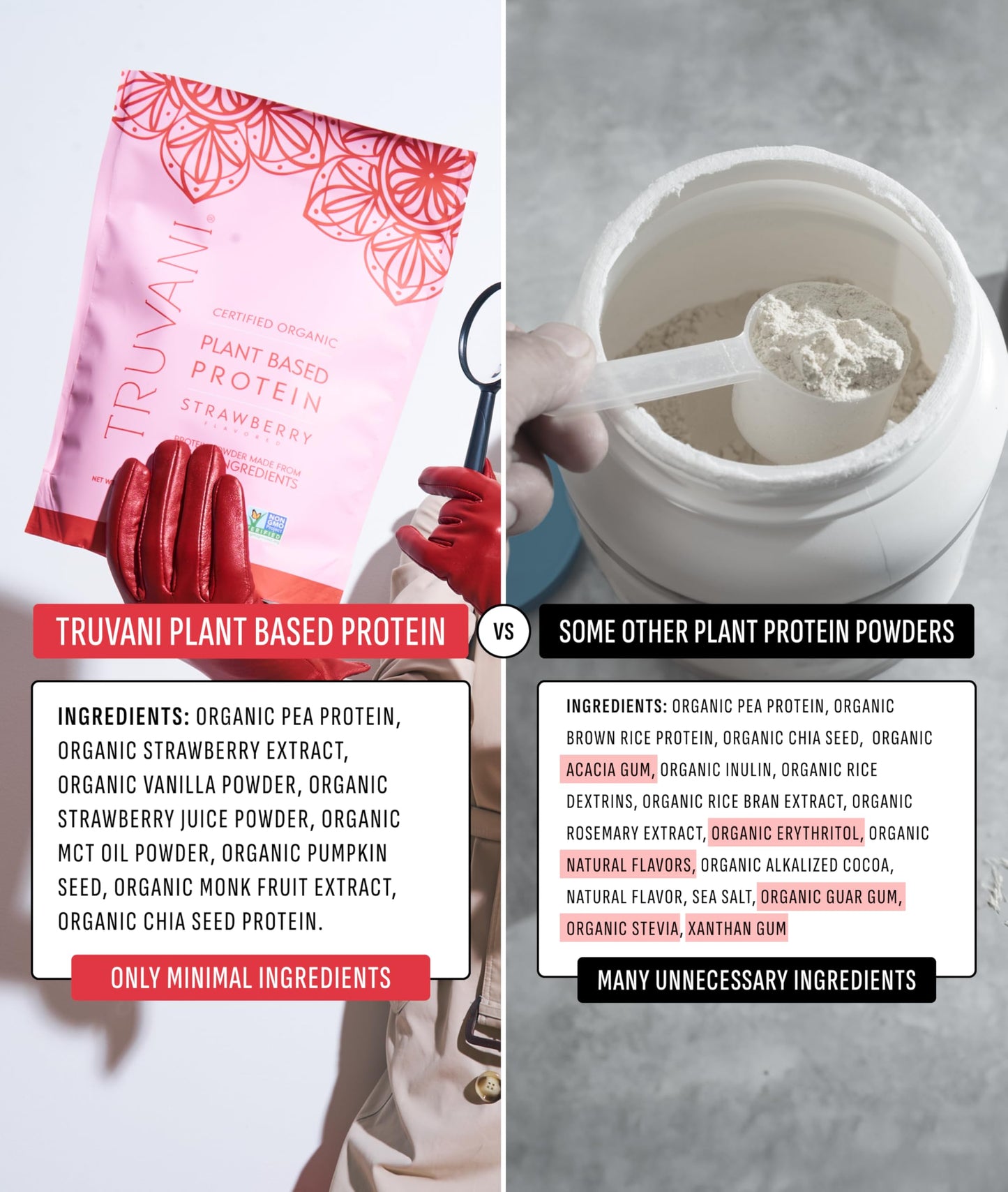 Truvani Organic Plant Based Protein Powder | Vanilla | 18 Servings | Vegan | 20g Pea Protein | Keto | Gluten & Dairy Free | Low Carb | No Added Sugar