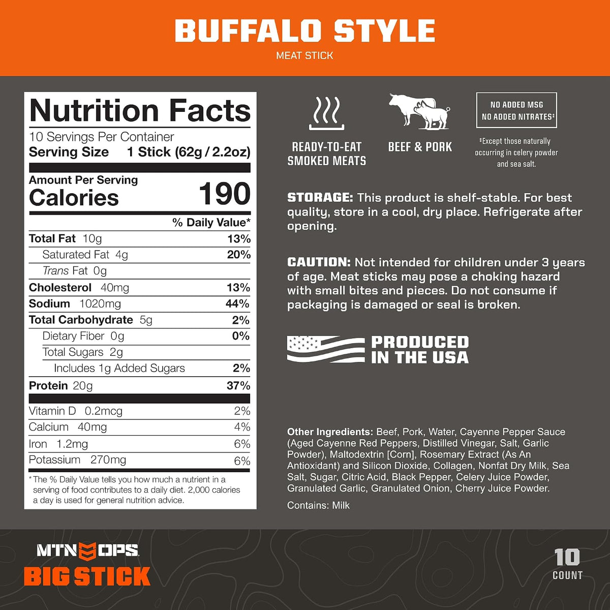 MTN OPS Big Stick High Protein Meat Sticks Buffalo Style & Peanut Butter Bliss Performance Bars Bundle
