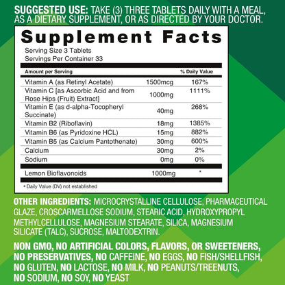 Basic Brands Aller Vite Nasal Support Tablets, 100 Tablets | Seasonal Allergy Relief, High Bioflavonoid Complex with Vitamins and Calcium, Gluten Free, Daily Supplement