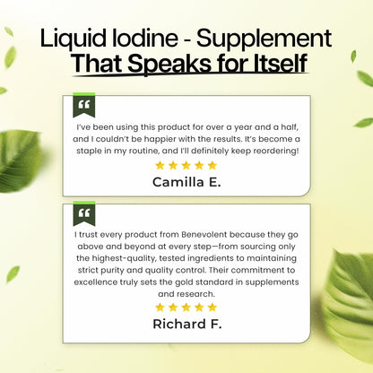 Liquid Iodine Drops – 1300 Servings Potassium Iodide for Thyroid, Metabolism & Detox Support – 2X Absorption – 3 Year Supply – USA Made, Gluten Free, Vegan – 2 Fl Oz