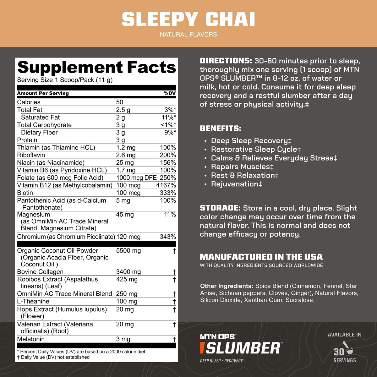 MTN OPS Slumber Sleep Support Powder, Sleepy Cocoa
