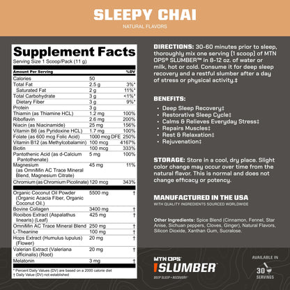 MTN OPS Slumber Sleep Support Powder, Sleepy Cocoa