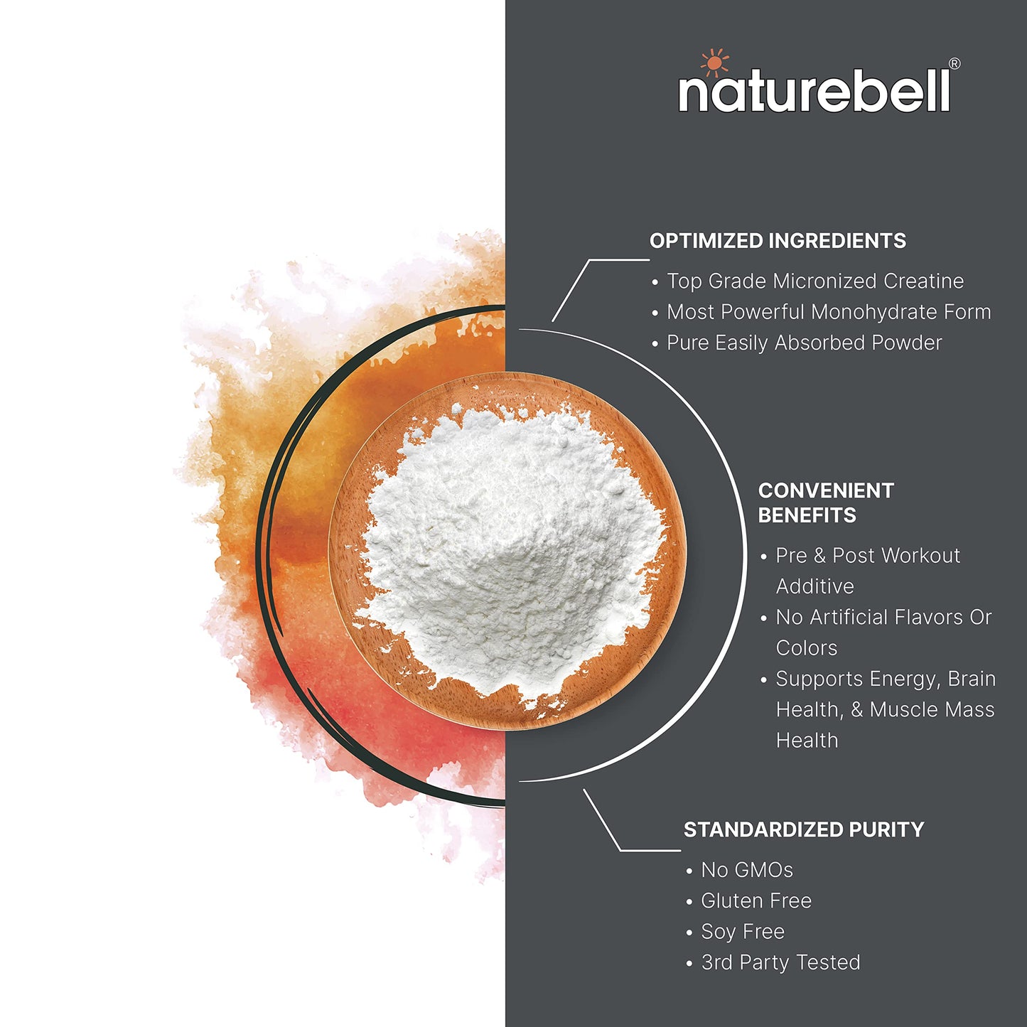 NatureBell Creatine Monohydrate Powder 1,000g, 5,000mg Per Serving, 200 Servings (2.2 lb) | Micronized, Pure & Unflavored | Pre-Workout Muscle Support* | Keto, Vegan, Filler-Free