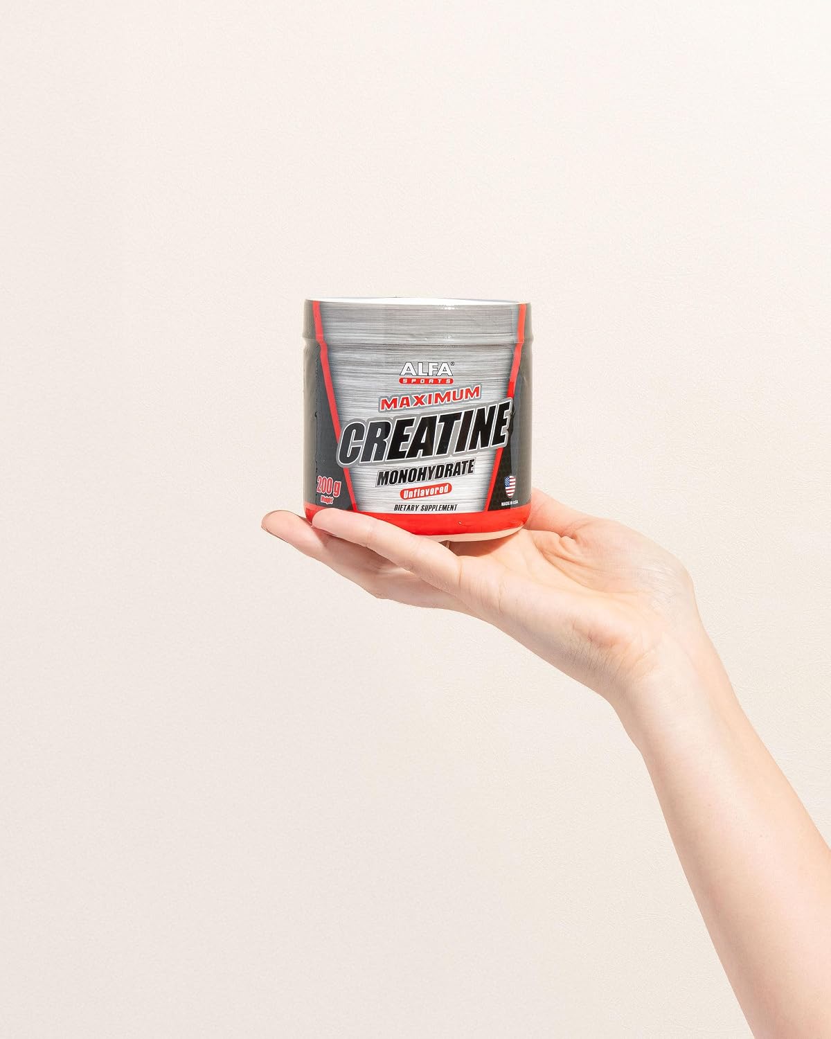 Alfa Sports Creatine Powder Formula – Unflavored, Pure Creatine Supplement for Active Lifestyles, 200g Jar