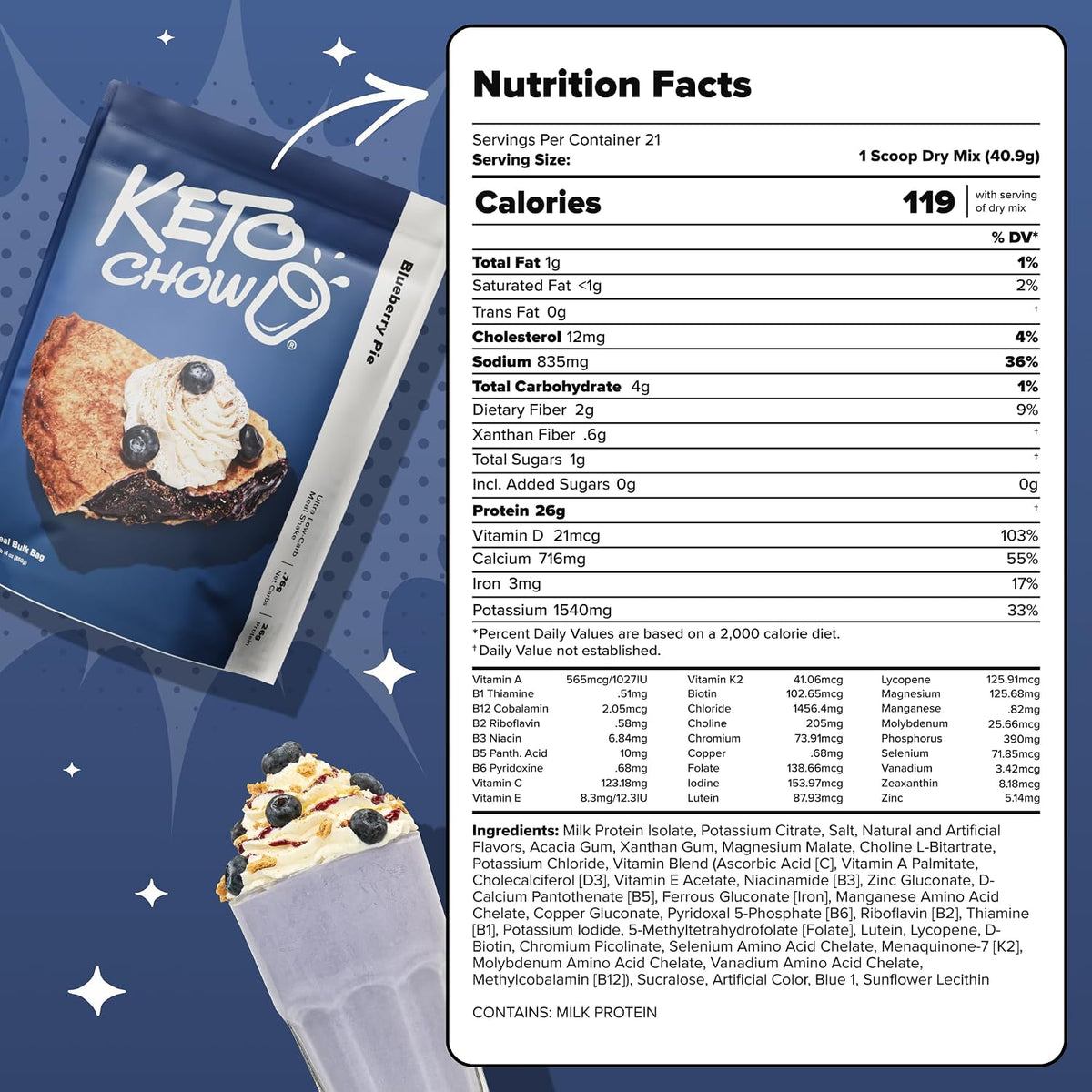 Keto Chow Chocolate Meal Replacement Shake Powder, 21 Meals