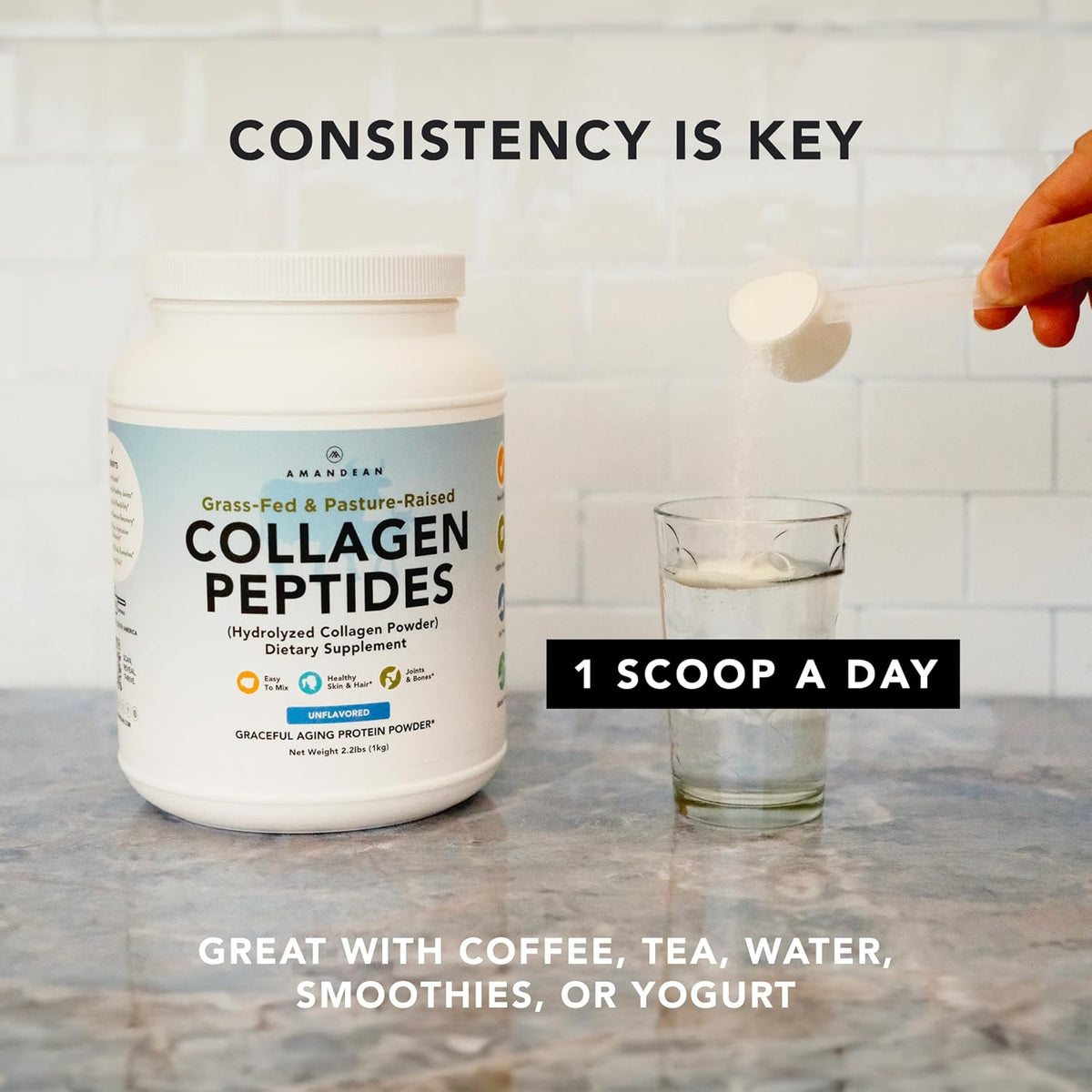 AMANDEAN Premium Liposomal Vitamin C & Bovine Collagen Peptides Bundle. Powerful Antioxidant. Liquid Quali-C. Grass-Fed Collagen. Hydrolyzed Type 1 & 3. Immune Support. Healthy Skin, Hair & Nails