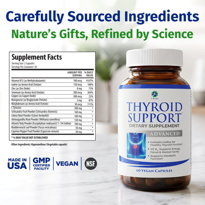 1 Body Thyroid Support for Women & Men, Iodine & Selenium Supplement
