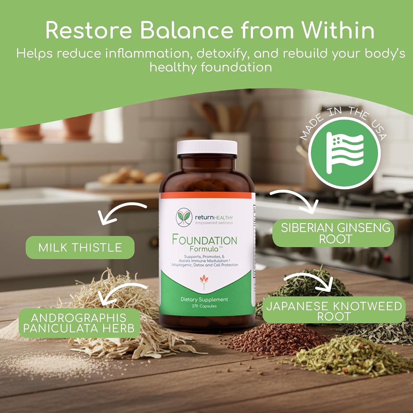 Foundation Formula | Tick Immune Support Supplement | with Japanese Knotweed Root, Cat's Claw, Milk Thistle | Resveratrol Supplement | Non-GMO, All-Natural & Vegetarian, 270 Capsules