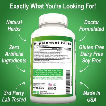 Colon Cleanse Detox Formula - Natural Bowel Cleanser Pills for Intestinal Bloating & Fast Digestive Cleansing - Daily Constipation Relief Supplement Gut, Belly, Stomach - Women Men Herbal Weight Flush
