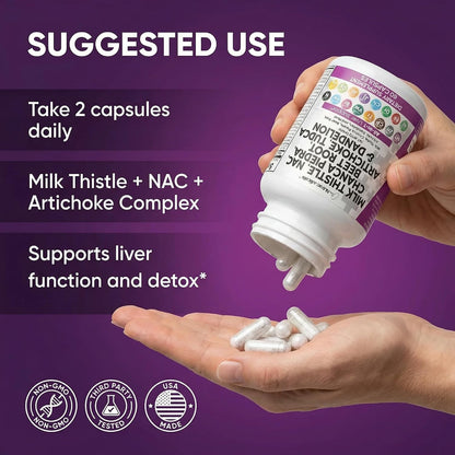 Clean Nutraceuticals Milk Thistle NAC Chanca Piedra Beet Root Artichoke Astragalus Dandelion Root - Liver Cleanse Detox & Repair Supplement Plus TUDCA Choline & Ginger - 1Pack