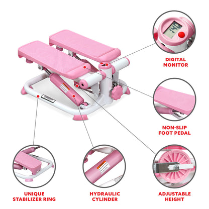 Sunny Health & Fitness Mini Stepper for Exercise Low-Impact Stair Step Cardio Equipment