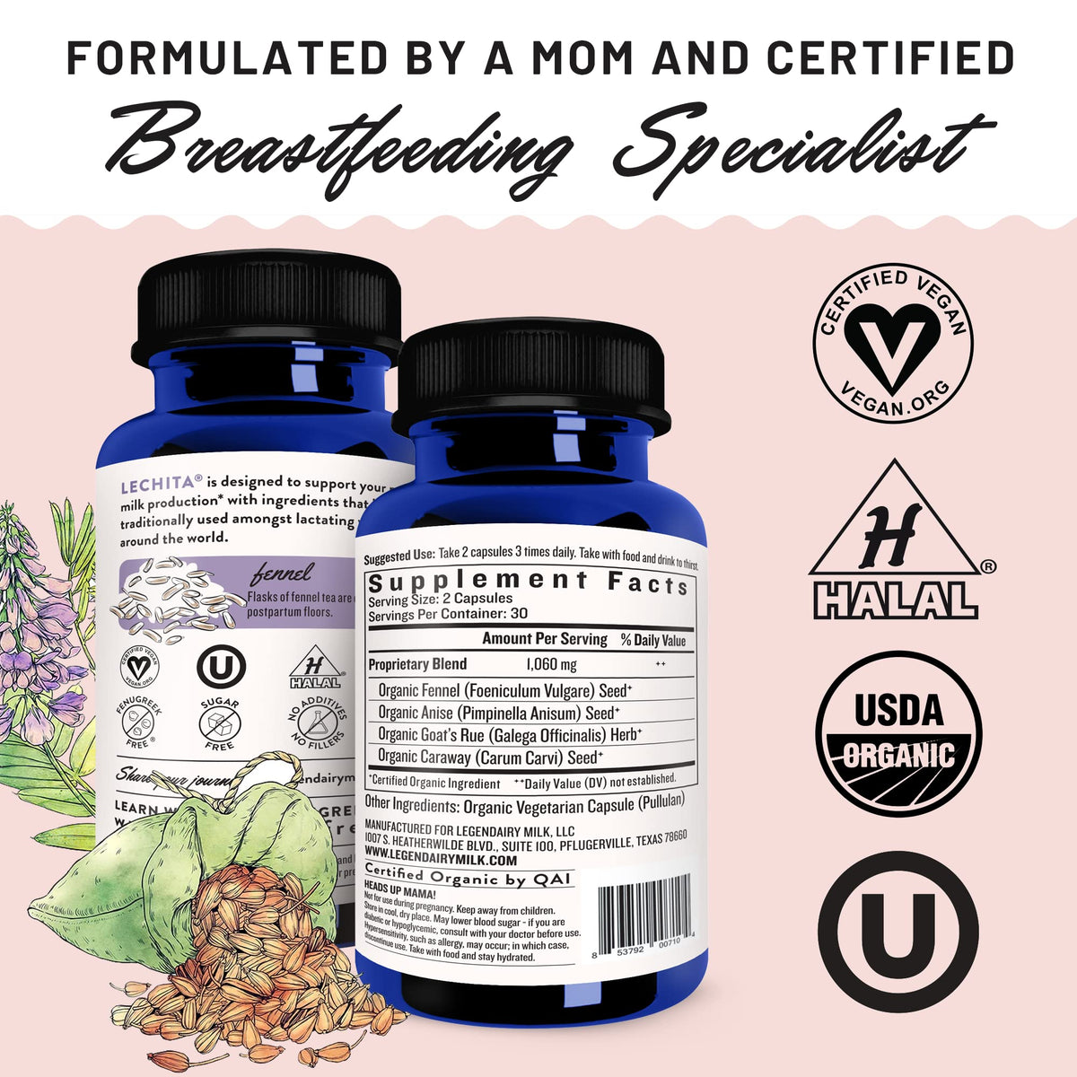 Legendairy Milk Lechita, Supports Milk Flow, Organic Fenugreek Free Breastfeeding