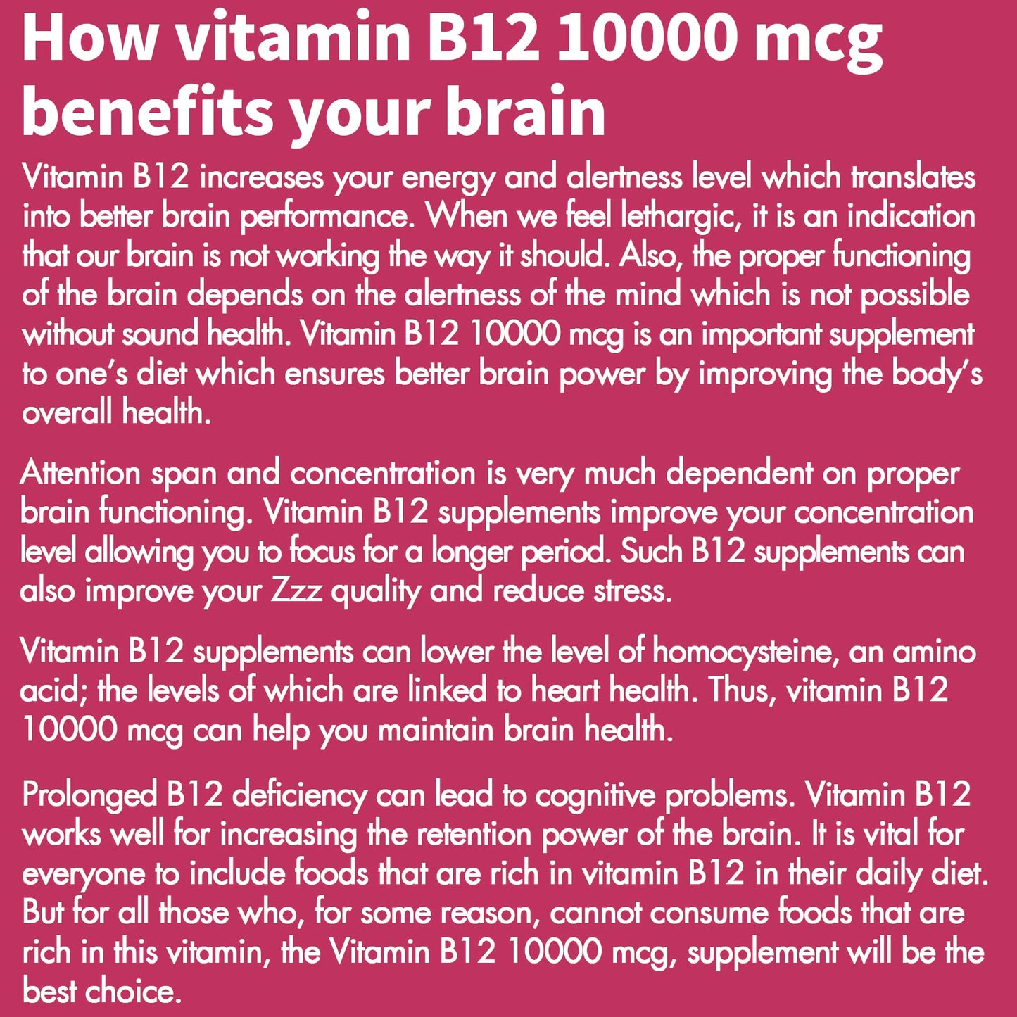 B12 Vitamins 10,000 mcg, Methylated Vitamin B12 Sublingual - Energy Boost, Focus, Metabolism & Brain Health Support, Immune System Support, Fast Dissolve, Natural Strawberry Flavor, 180 Servings