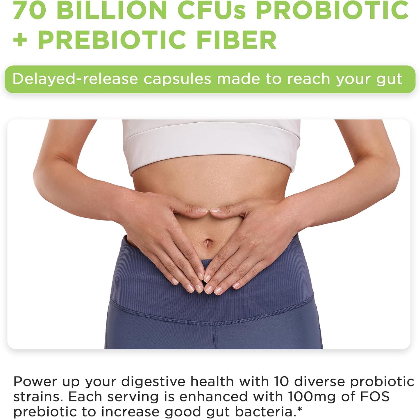 Vital Vitamins Probiotic Complex, 70 Billion CFU for Men & Women | 10-Probiotic Strain Blend with Prebiotic FOS, Supports Digestion & Immunity, Shelf-Stable, 30 Capsules