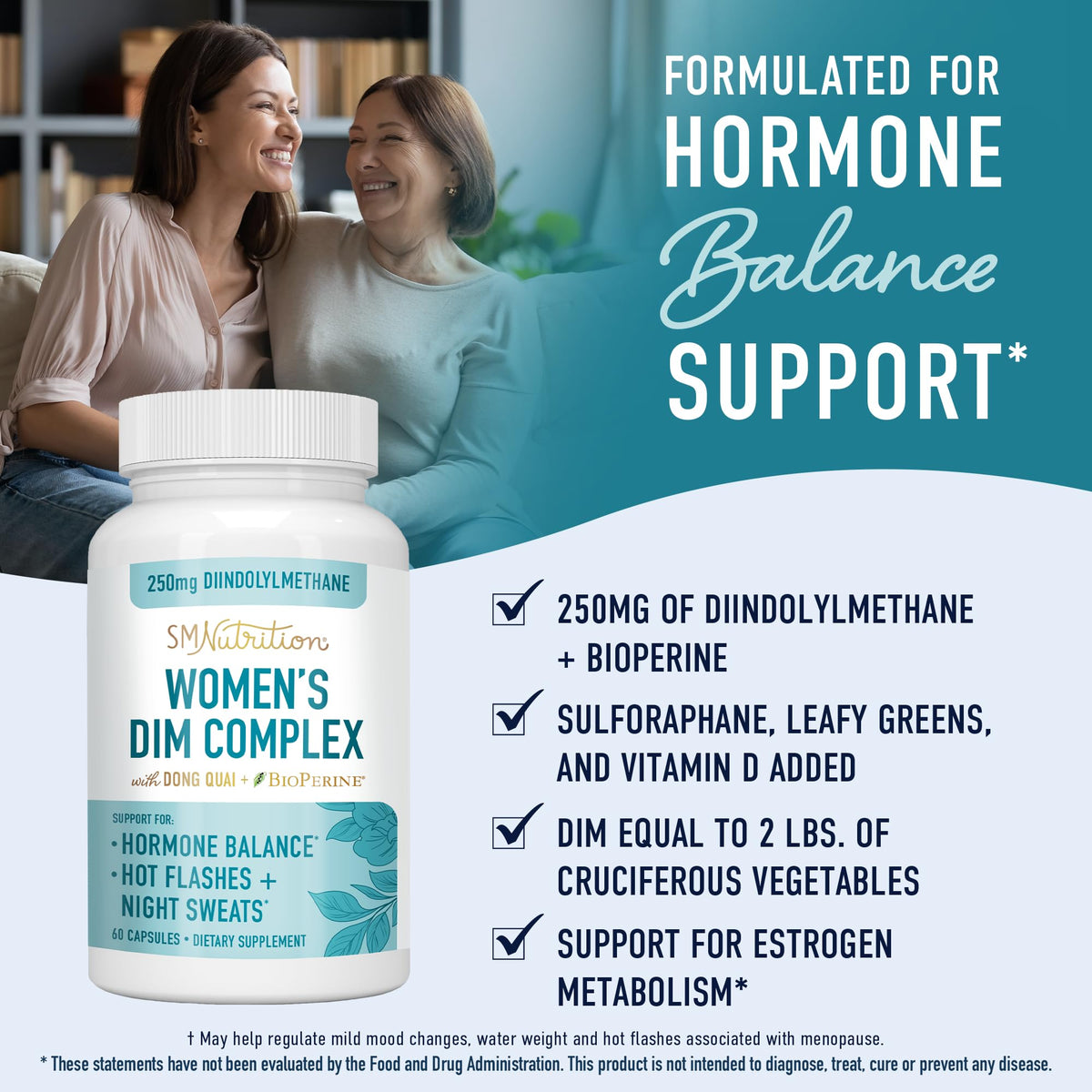 DIM Supplement Complex 250 mg | Estrogen Balance for Women | Hormone Menopause Relief