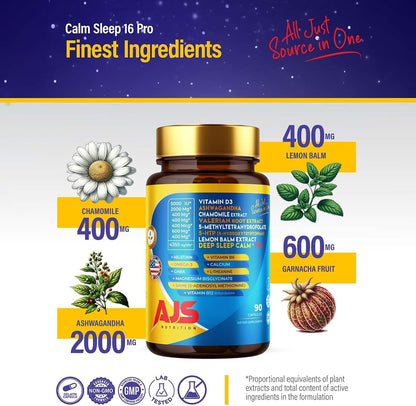 AJS Calm Mood Support, Sleep Aid, Stress Relief Capsules