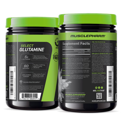 MusclePharm Glutamine, Pure L-Glutamine Powder Supplement for Post Workout Muscle Recovery, Energy & Gut Health, 5g L Glutamine Powder per Serving, Gluten-Free, Unflavored, 60 Servings