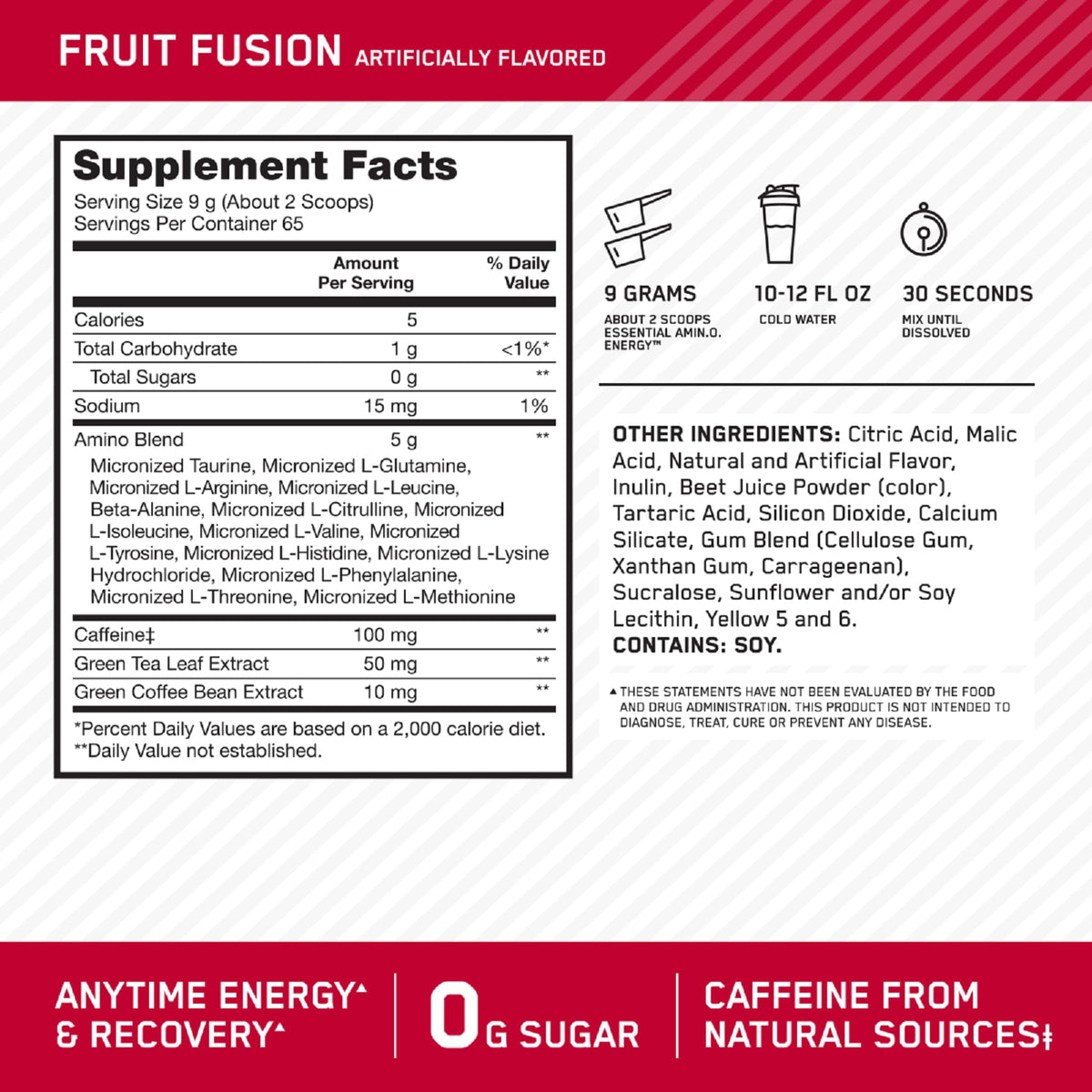 Optimum Nutrition Amino Energy - Pre Workout with Green Tea, BCAA, Amino Acids
