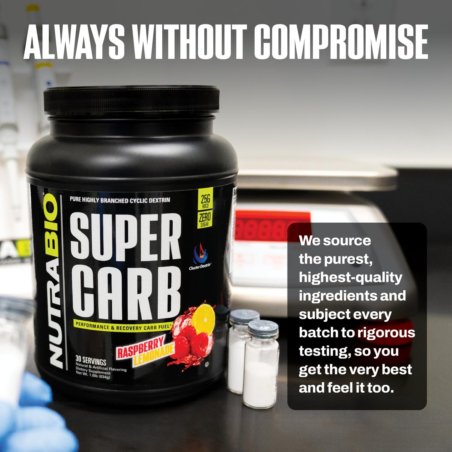 NutraBio Super Carb, Carbohydrate Powder with Cluster Dextrin & Electrolytes, Advanced Carb Supplement Powder for Workout Fuel, Performance, and Muscle Recovery, Cyclic Dextrin, Unflavored, 30 Sv
