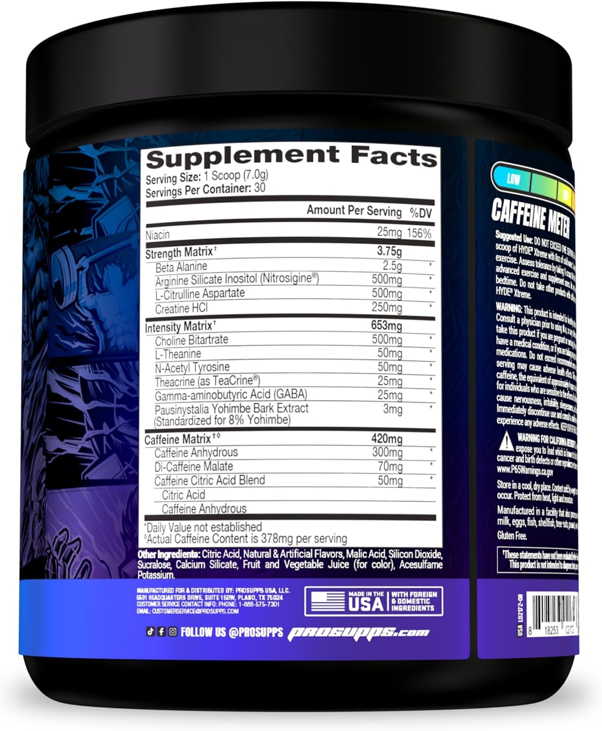 PROSUPPS Hyde Xtreme Hard-Hitting Energy Pre-Workout, Blue Razz, and Creatine 300 Bundle
